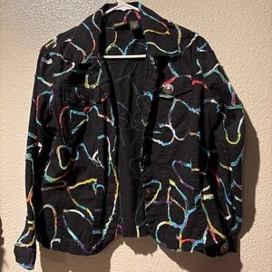 Sara Studio Black Jacket with Multicolor Accents
